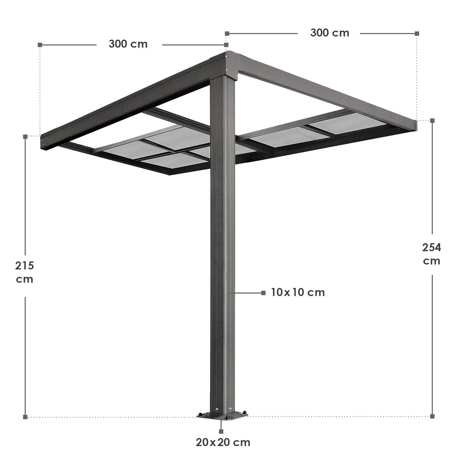 Abmessungsbild Terrassendach Jakarta mit Schiebedach Abmessungsbild Terrassendach Jakarta mit Schiebedach