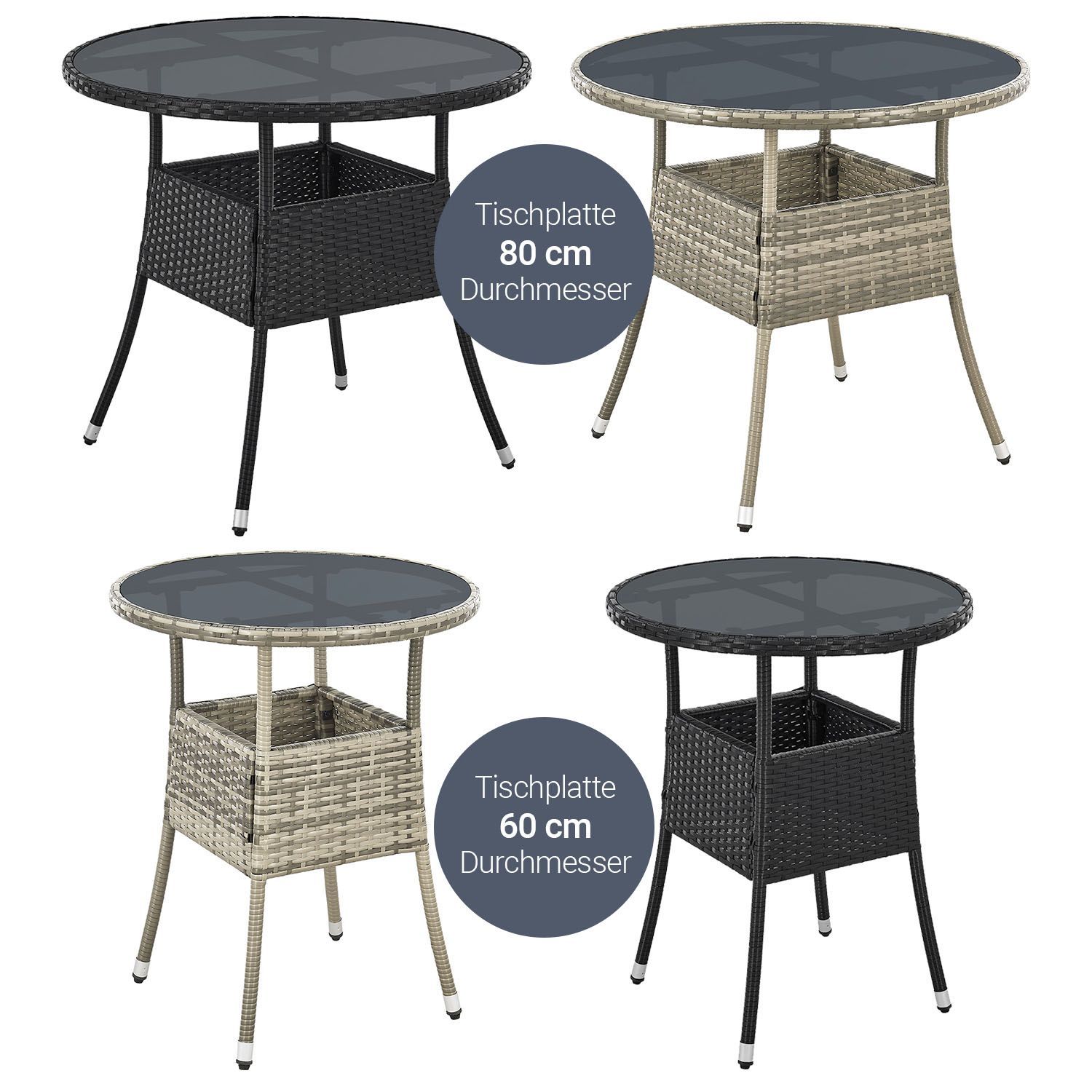 Gartentisch Rund Tisch Balkontisch wetterfest Outdoor Beistelltisch Juskys®