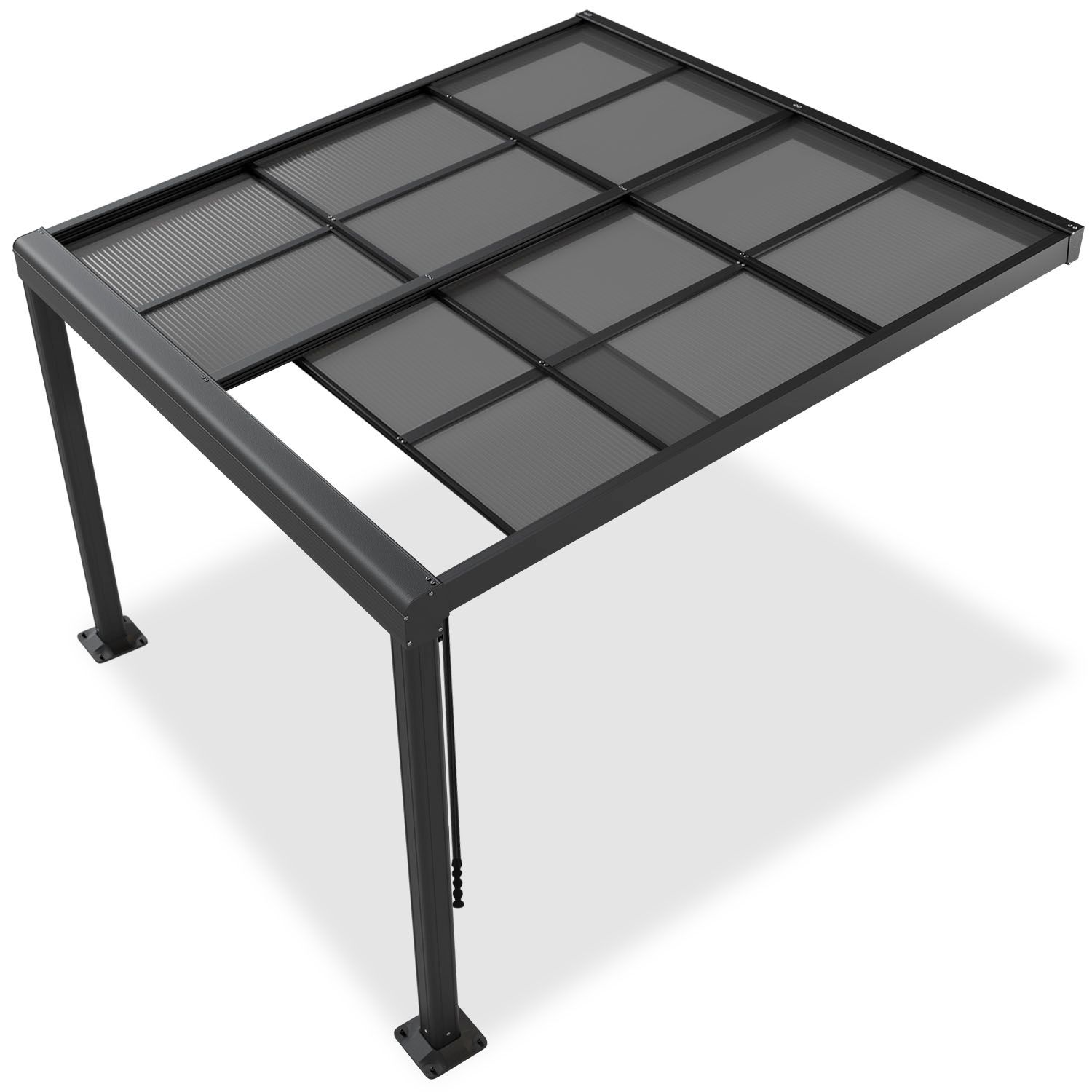 Juskys Terrassenüberdachung Aluminium 3x3 m mit Schiebedach