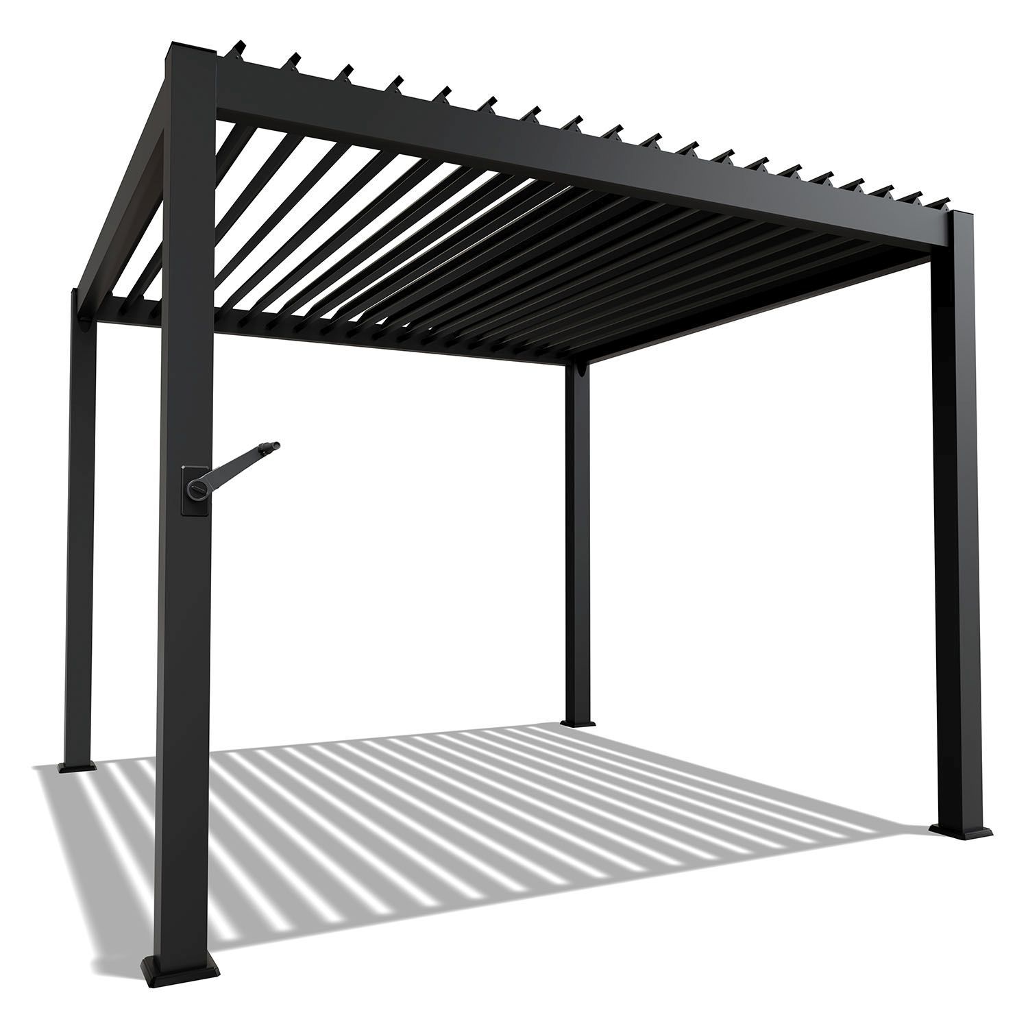 Juskys Lamellendach Tahiti 3x3 m - Stahl Pergola Terrassenüberdachung stabil & wetterfest