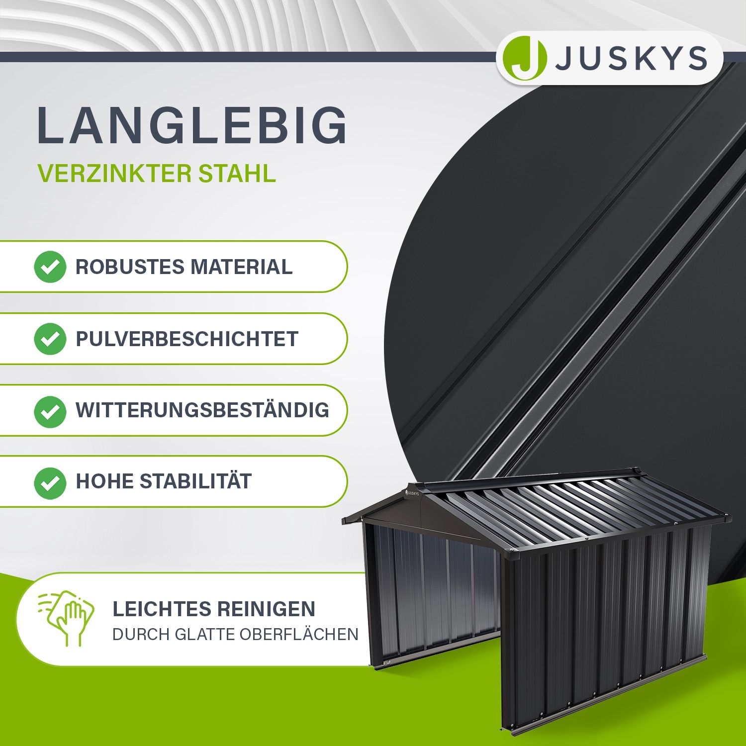 Abmessungsbild Mähroboter Garage Carport Rasenroboter Unterstand Überdachung Metall Juskys®