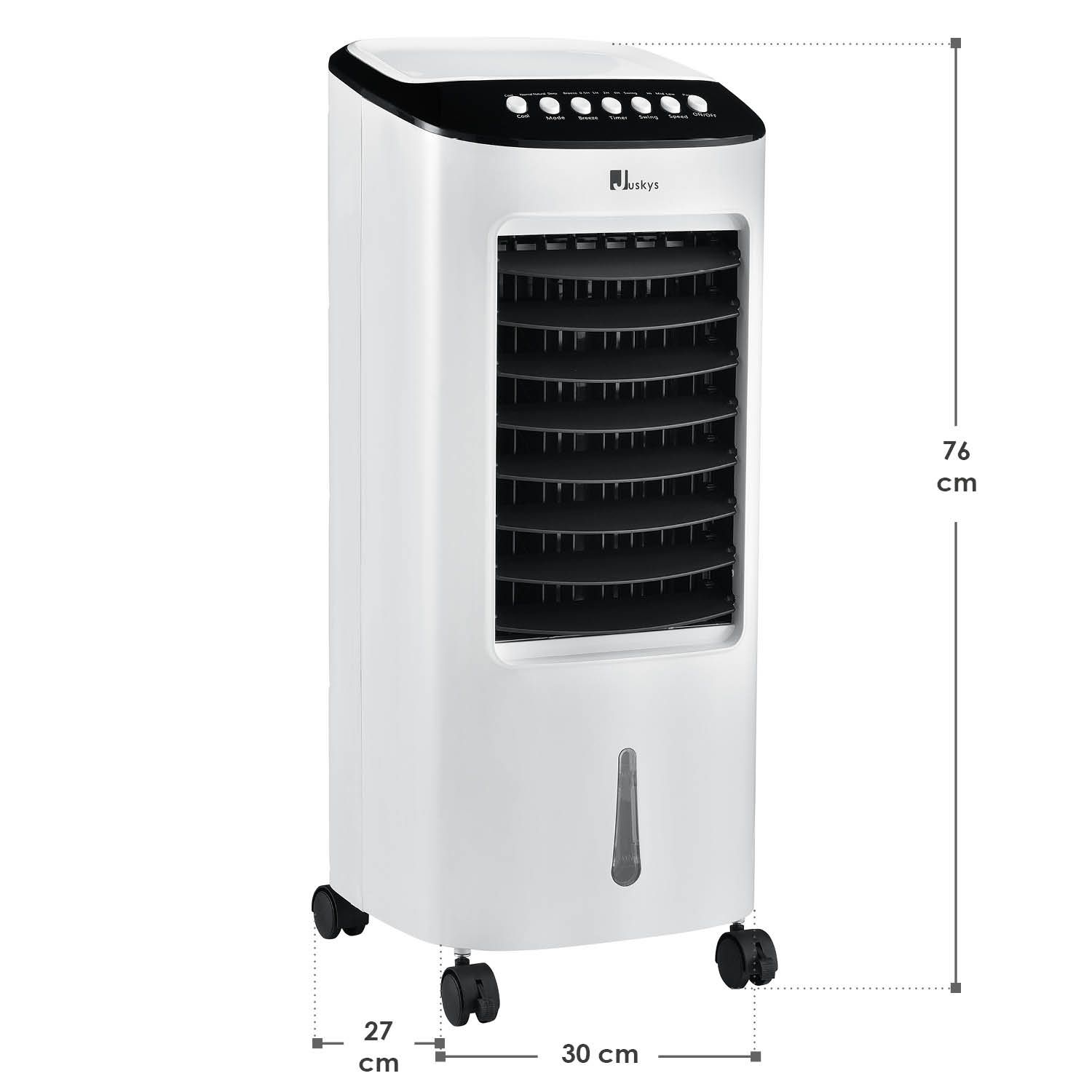 Abmessungsbild Mobiles Klimagerät Klimaanlage Aircooler Ventilator 65 Watt 400m³/h Juskys®